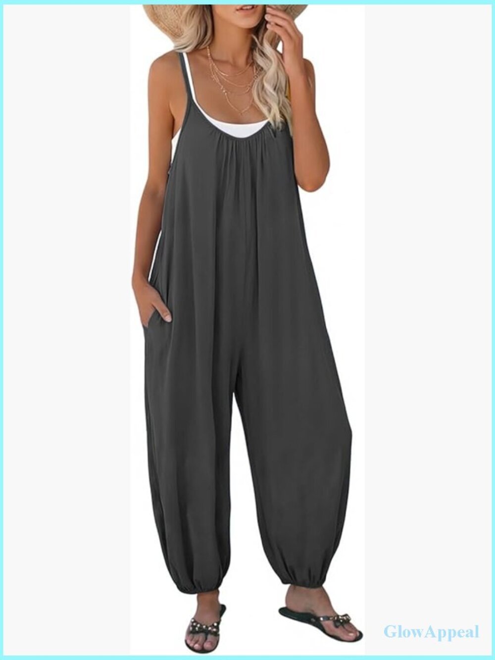 womens casual jumpsuit sleeveless summer romper dressy with pockets solid